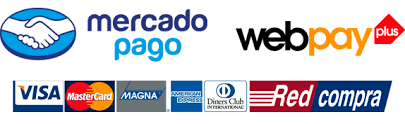 Medios de pago aceptados: Mercado Pago, Webpay Plus, Visa, Mastercard, Magna, American Express, Diners Club, Red Compra
